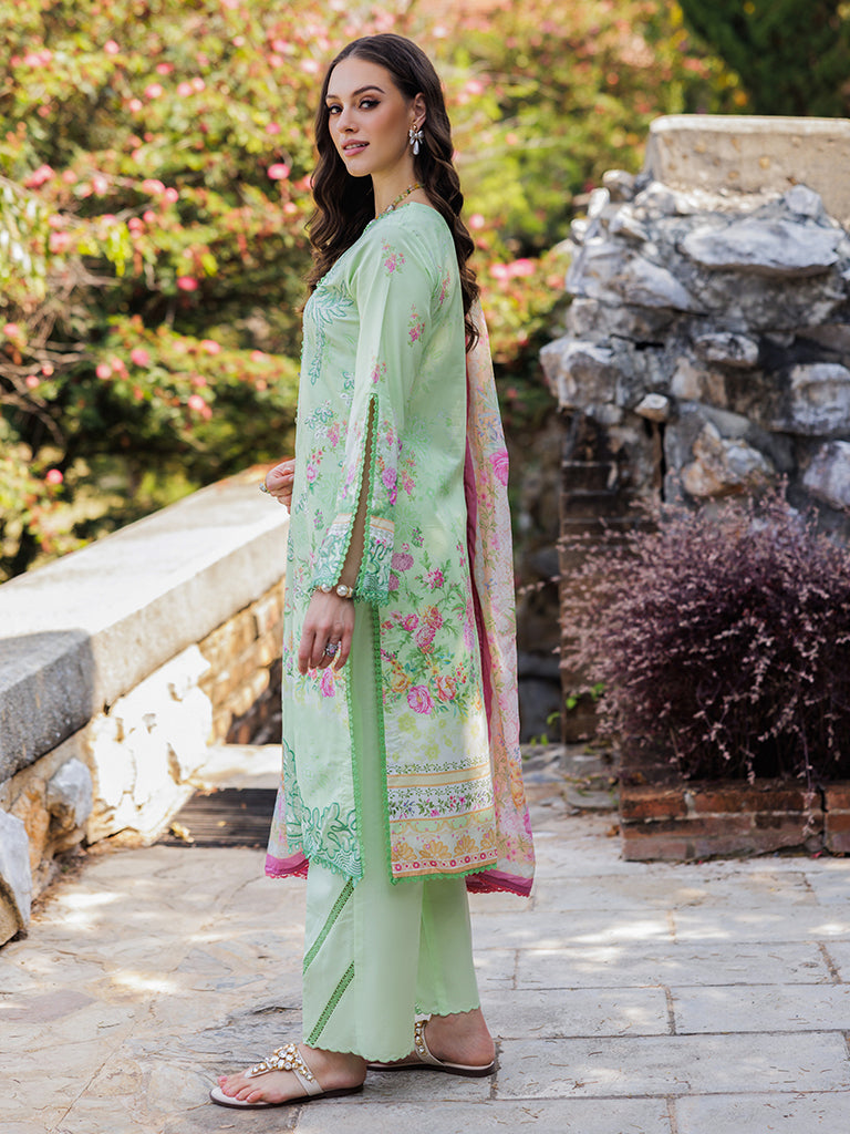Rajbari | Floral Symphony Lawn 25 | RB-10 XL Mint Green Lawn