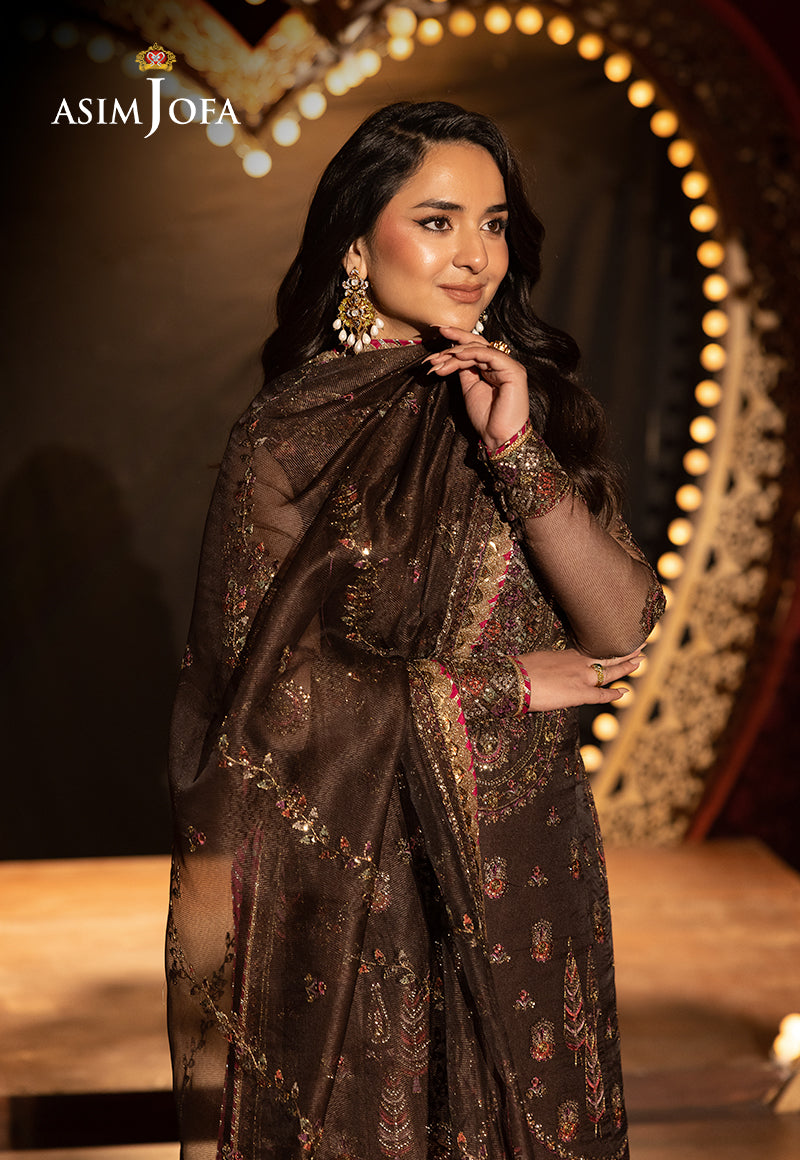 Asim Jofa | Luxury Festive Rejoice | AJLFF-11 Custom Size Dark Brown Net