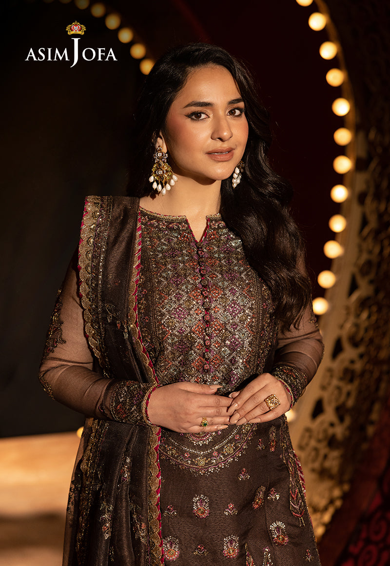 Asim Jofa | Luxury Festive Rejoice | AJLFF-11 M Dark Brown Net