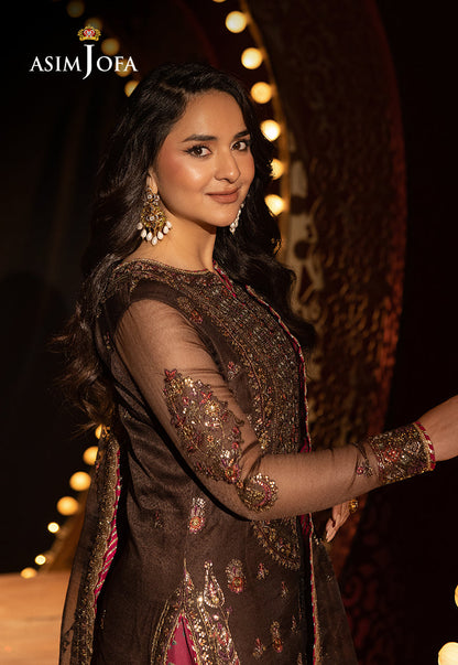 Asim Jofa | Luxury Festive Rejoice | AJLFF-11 XL Dark Brown Net