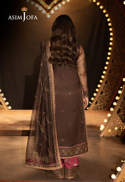 Asim Jofa | Luxury Festive Rejoice | AJLFF-11 S Dark Brown Net