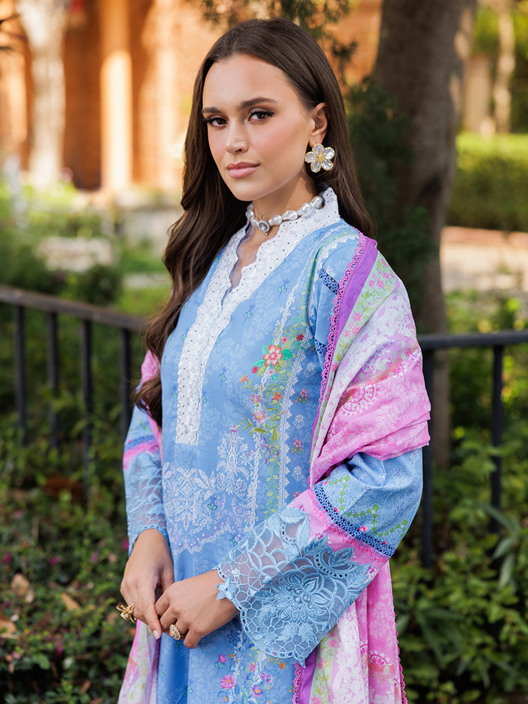 Rajbari | Floral Symphony Lawn 25 | RB-02 L Blue Lawn