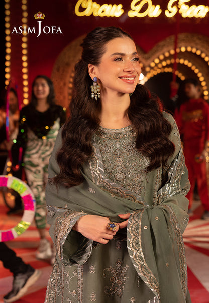 Asim Jofa | Festive Opulence | AJFO-03 L Sage Green Paper Cotton