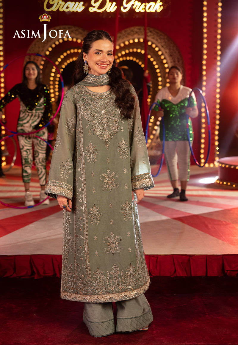Asim Jofa | Festive Opulence | AJFO-03 XS Sage Green Paper Cotton