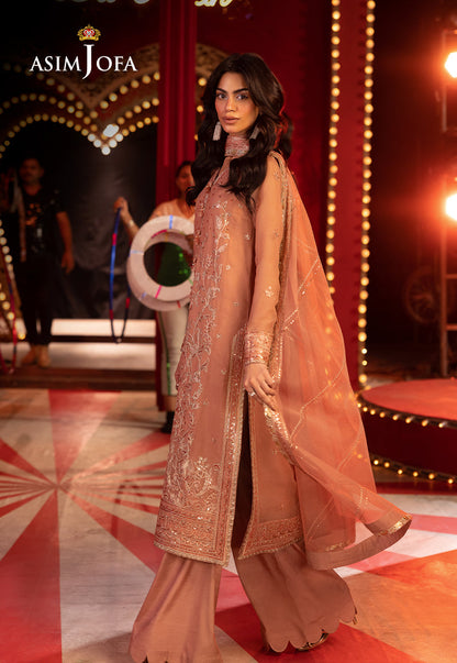 Asim Jofa | Luxury Festive Rejoice | AJLFF-16 XL Peach Chiffon