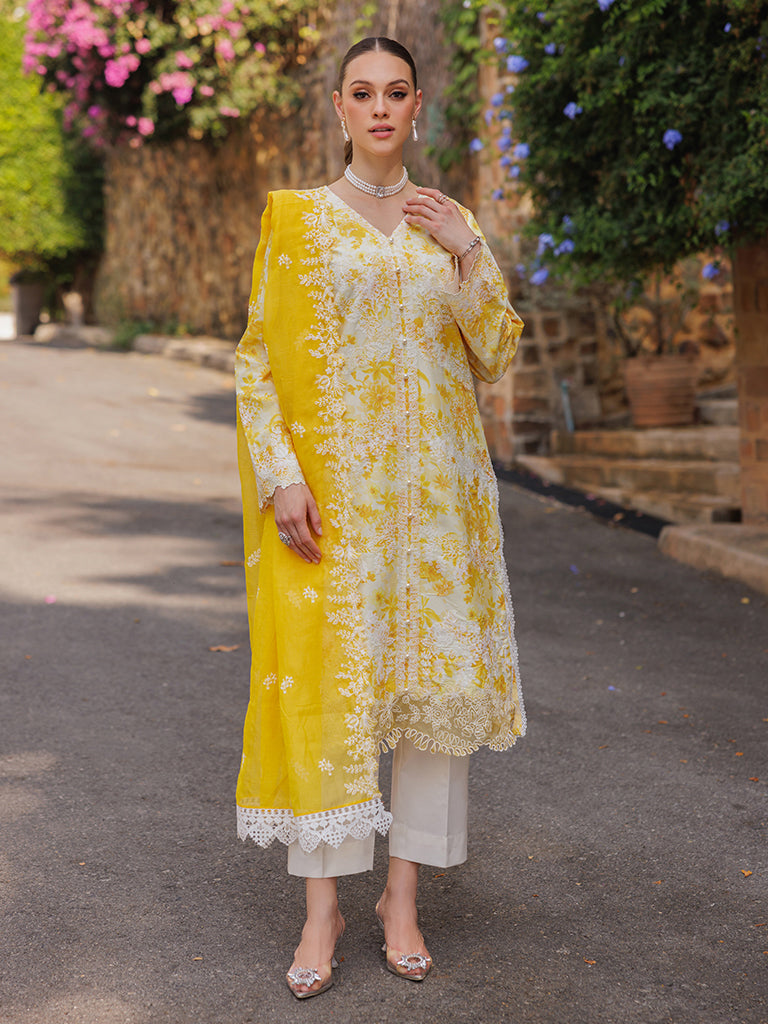 Rajbari | Floral Symphony Lawn 25 | RB-01 XS Off White Lawn