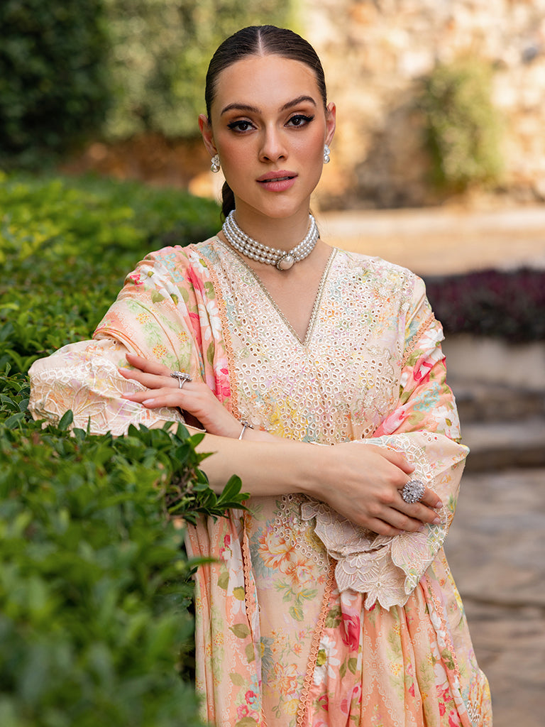 Rajbari | Floral Symphony Lawn 25 | RB-05 L Pale Peach Lawn