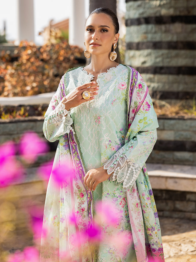 Rajbari | Floral Symphony Lawn 25 | RB-06 M Ice Blue Lawn