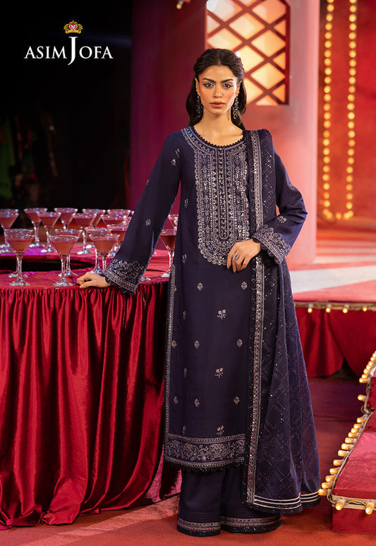 Asim Jofa | Luxury Festive Rejoice | AJLFF-03 XS Navy Blue Silk