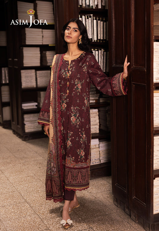 Asim Jofa | Prints Drop 2 | AJUBJ-44 XS Dark Brown Lawn