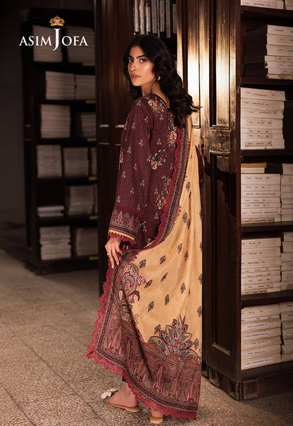 Asim Jofa | Prints Drop 2 | AJUBJ-44 S Dark Brown Lawn