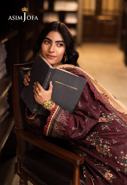 Asim Jofa | Prints Drop 2 | AJUBJ-44 L Dark Brown Lawn