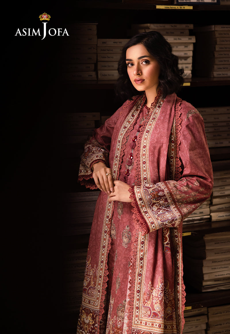 Asim Jofa | Prints Drop 2 | AJUBJ-43 XL Coral Red Lawn
