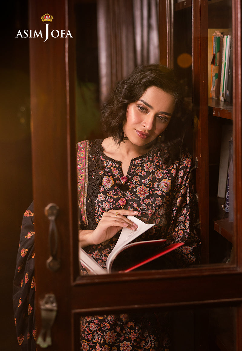 Asim Jofa | Prints Drop 2 | AJUBJ-45 Custom Size Black Lawn