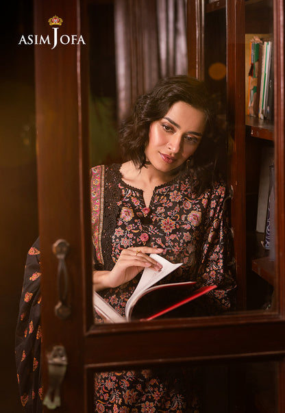 Asim Jofa | Prints Drop 2 | AJUBJ-45 Custom Size Black Lawn