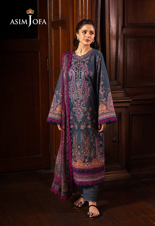 Asim Jofa | Prints Drop 2 | AJUBJ-05 XS Denim Blue Lawn