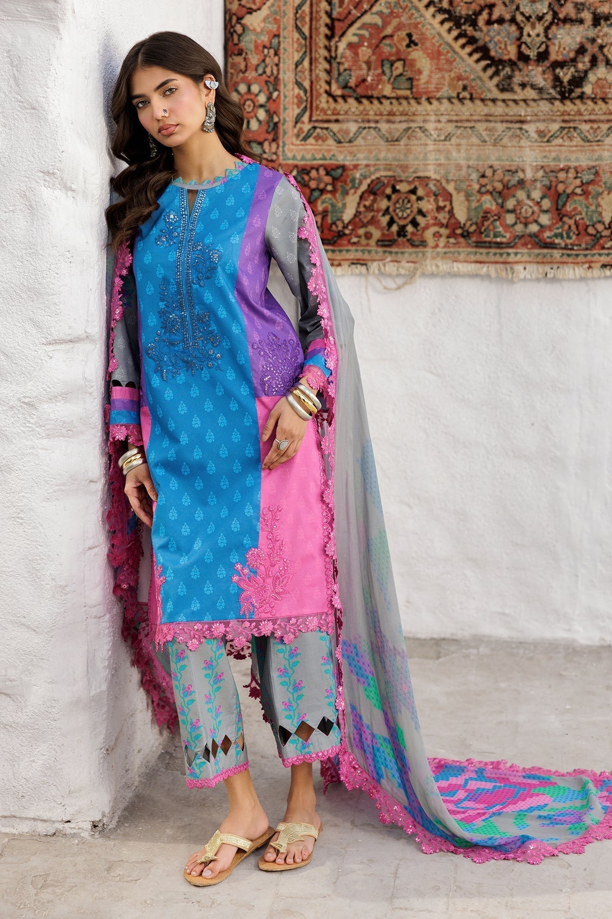 Charizma | Rangoli Lawn | CRO5-02 XL Multi Lawn