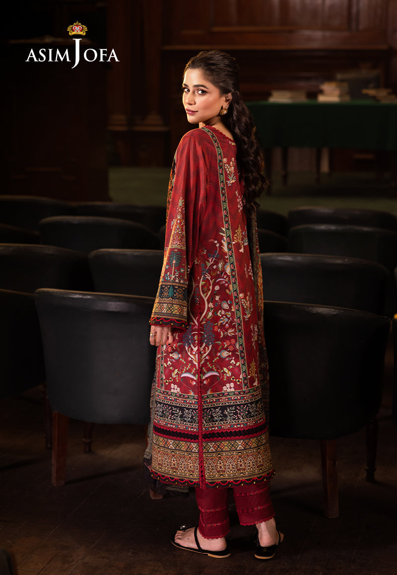 Asim Jofa | Prints Drop 2 | AJUBJ-09 S Maroon Lawn