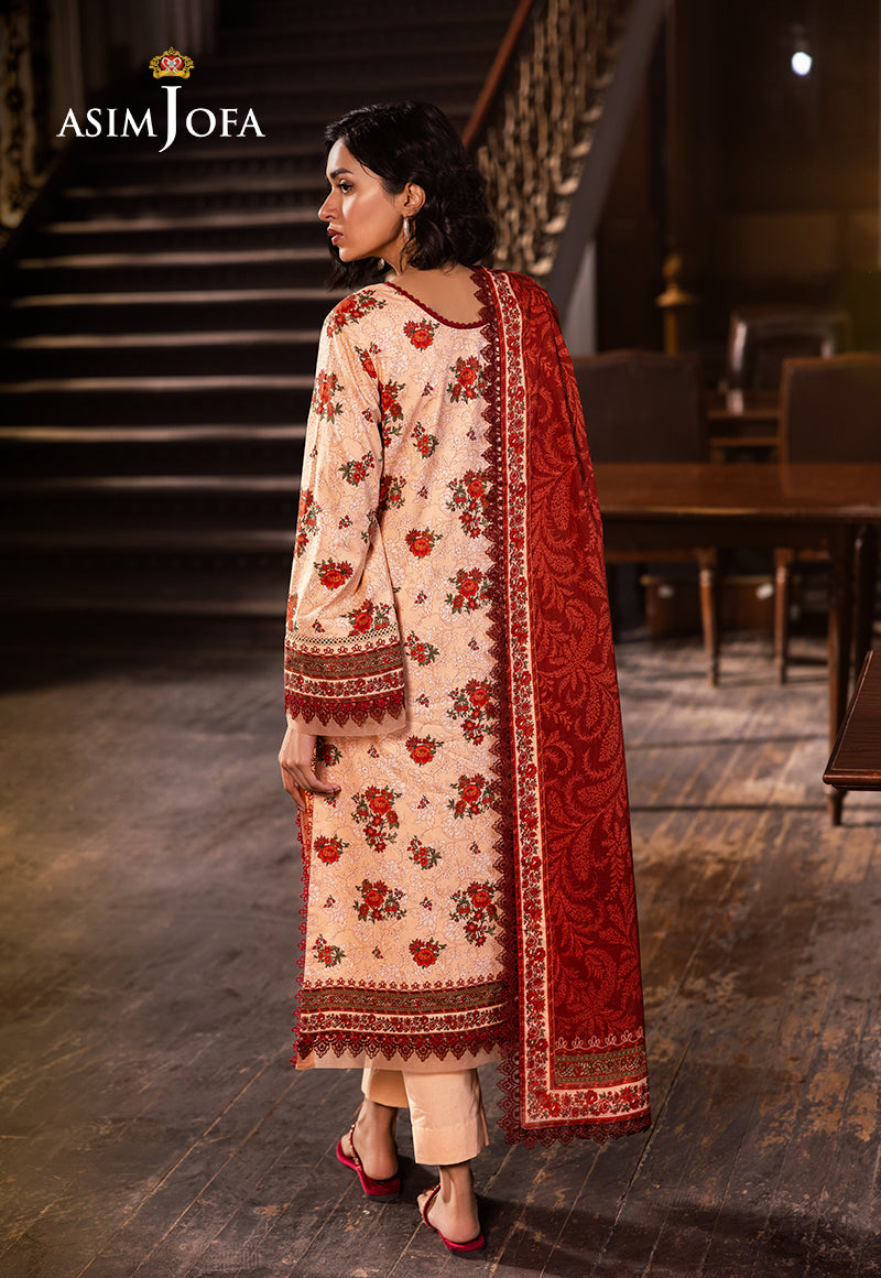 Asim Jofa | Prints Drop 2 | AJUBJ-54 S Pale Peach Lawn