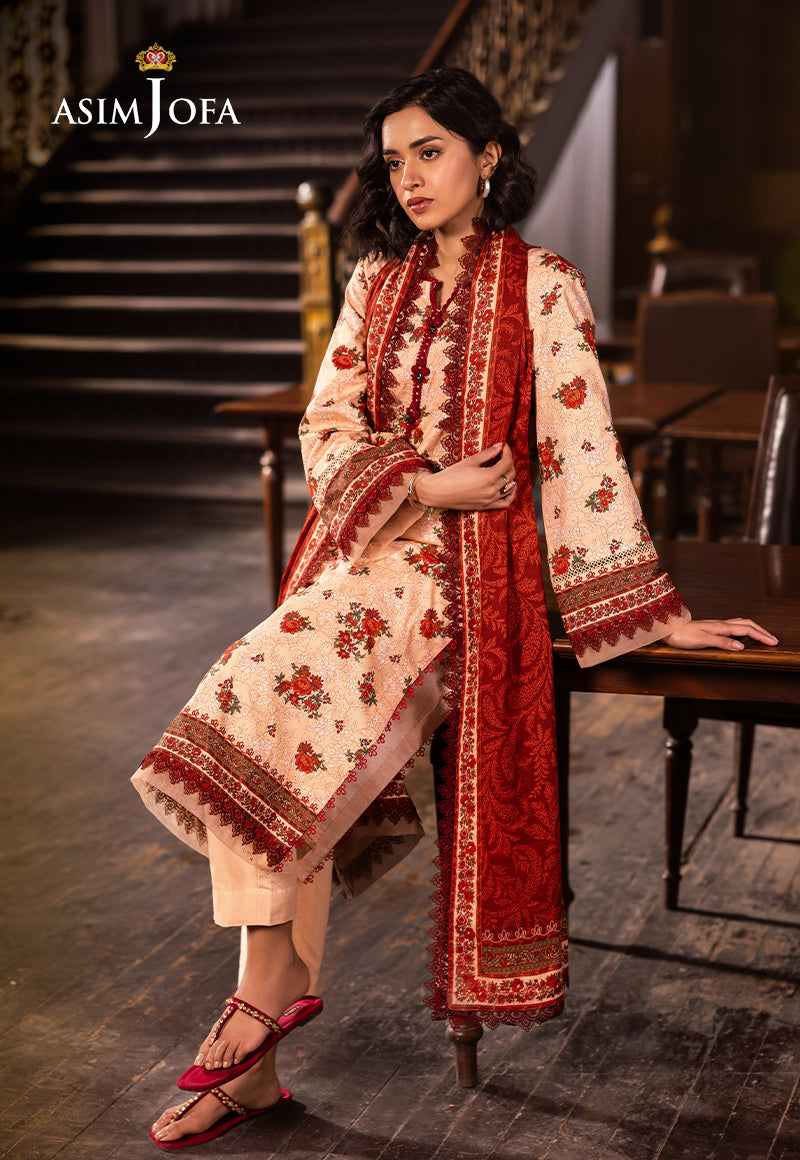 Asim Jofa | Prints Drop 2 | AJUBJ-54 XL Pale Peach Lawn