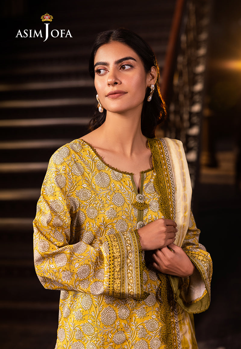 Asim Jofa | Prints Drop 2 | AJUBJ-51 M Lime Yellow Lawn