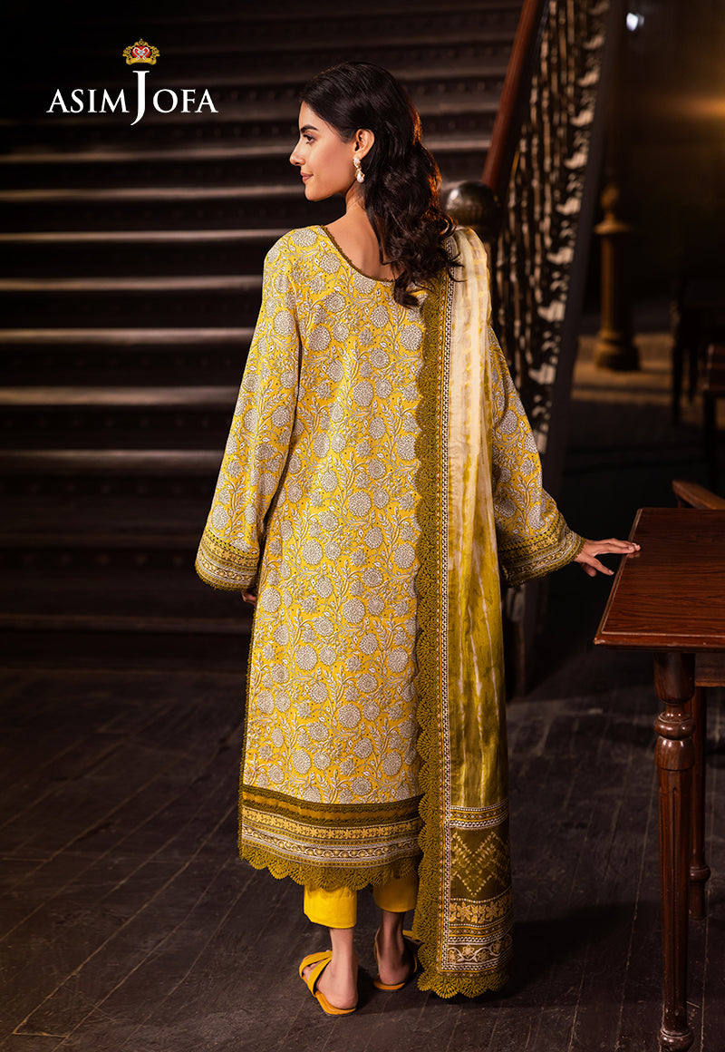 Asim Jofa | Prints Drop 2 | AJUBJ-51 S Lime Yellow Lawn