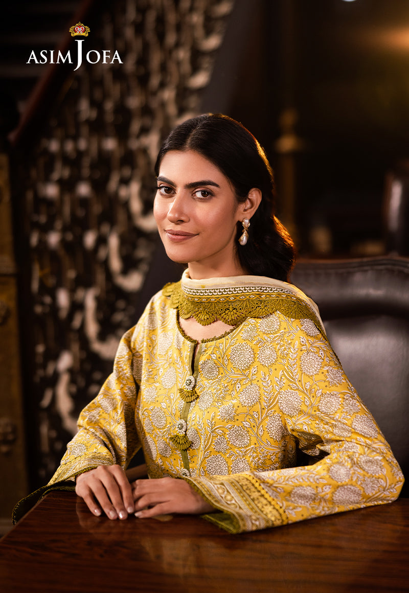 Asim Jofa | Prints Drop 2 | AJUBJ-51 Custom Size Lime Yellow Lawn
