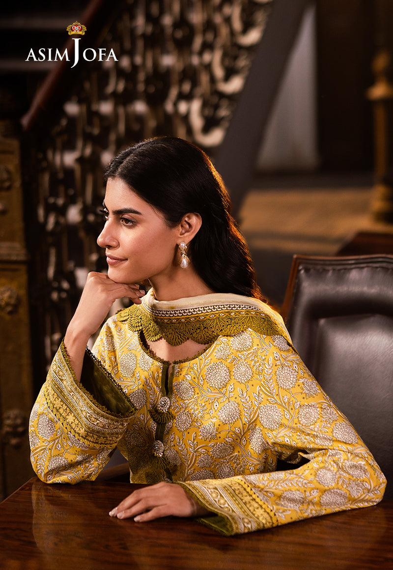 Asim Jofa | Prints Drop 2 | AJUBJ-51 XL Lime Yellow Lawn