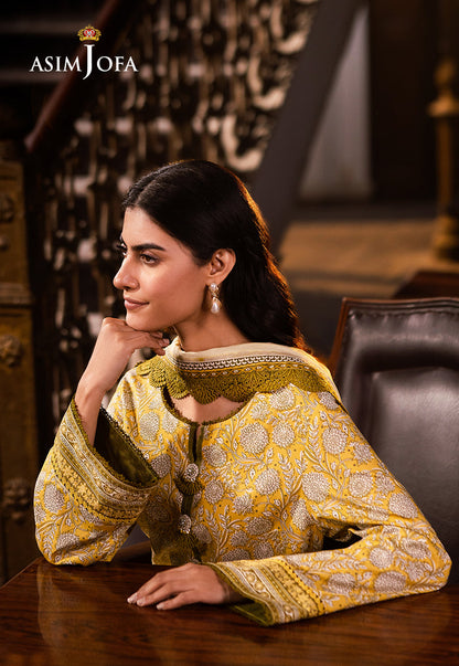 Asim Jofa | Prints Drop 2 | AJUBJ-51 XL Lime Yellow Lawn