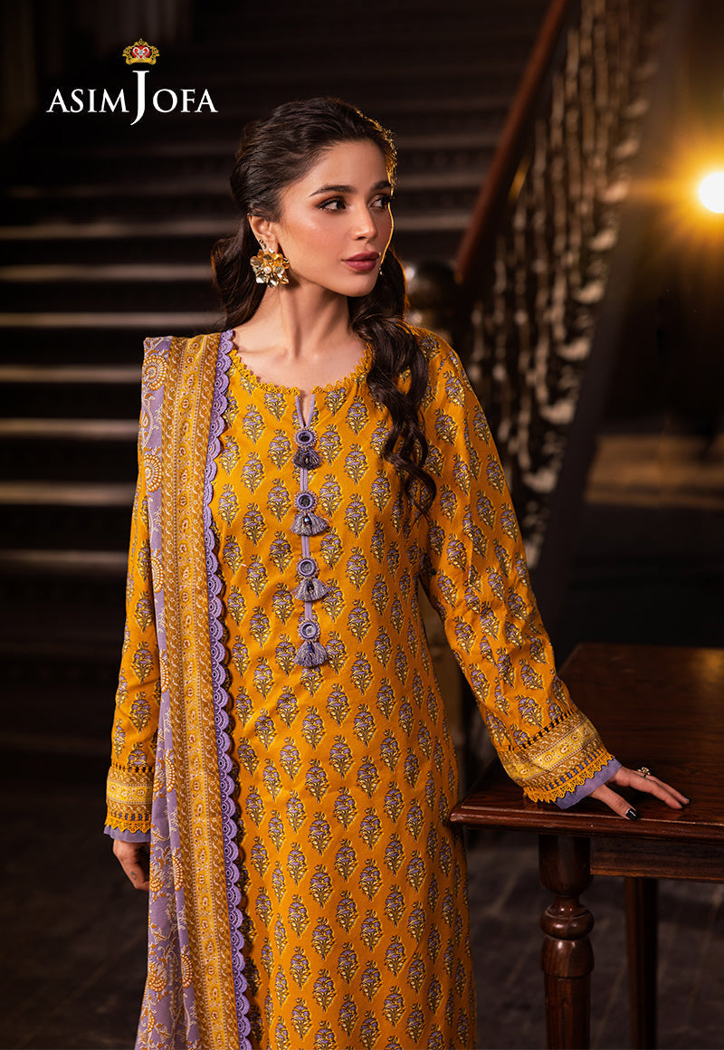 Asim Jofa | Prints Drop 2 | AJUBJ-53 L Mustard Yellow Lawn