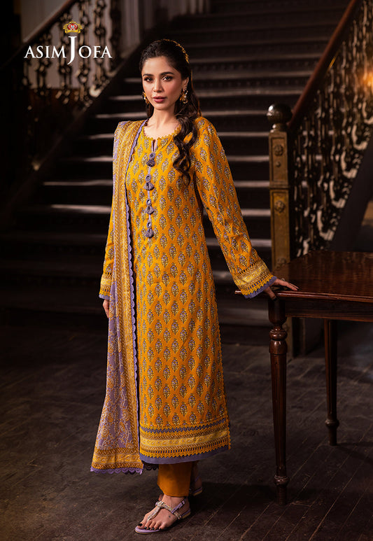 Asim Jofa | Prints Drop 2 | AJUBJ-53 XS Mustard Yellow Lawn
