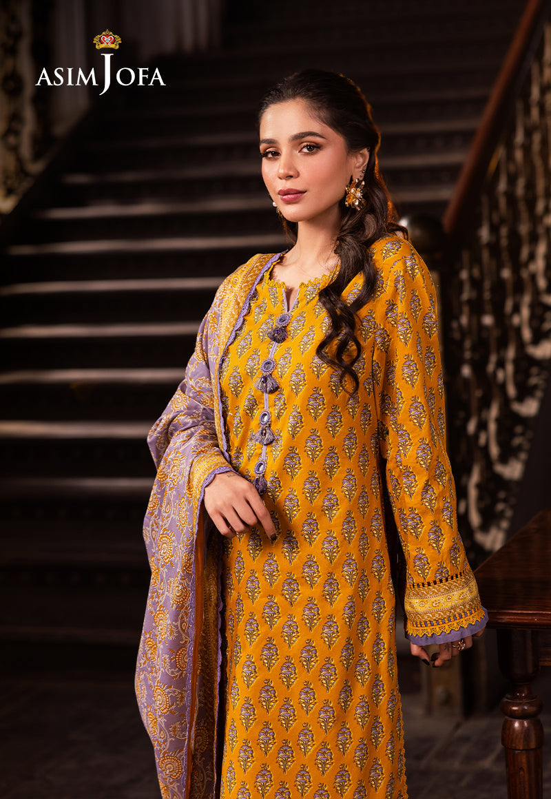 Asim Jofa | Prints Drop 2 | AJUBJ-53 M Mustard Yellow Lawn