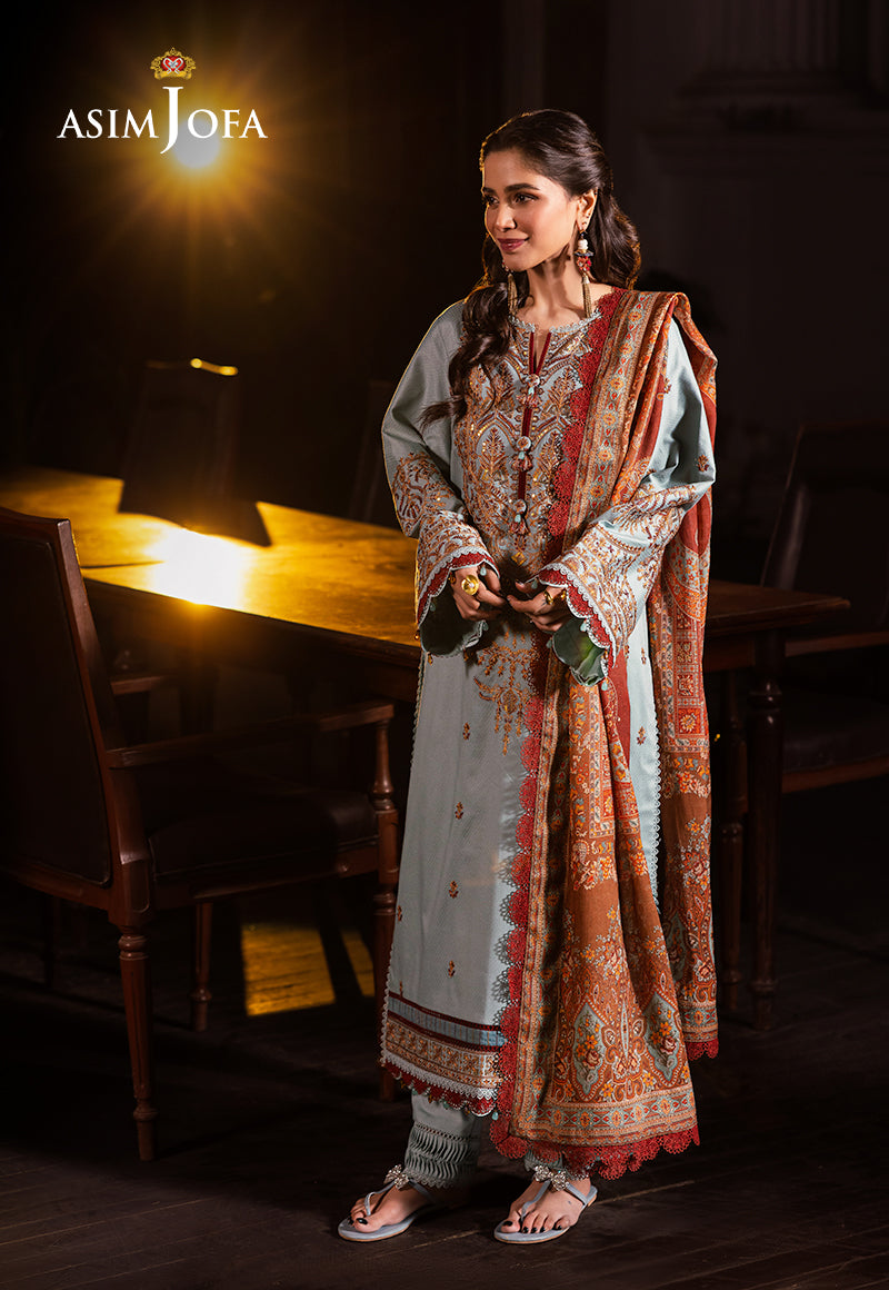 Asim Jofa | Prints Drop 2 | AJUBJ-11 Custom Size Pale Sky Blue Dobby