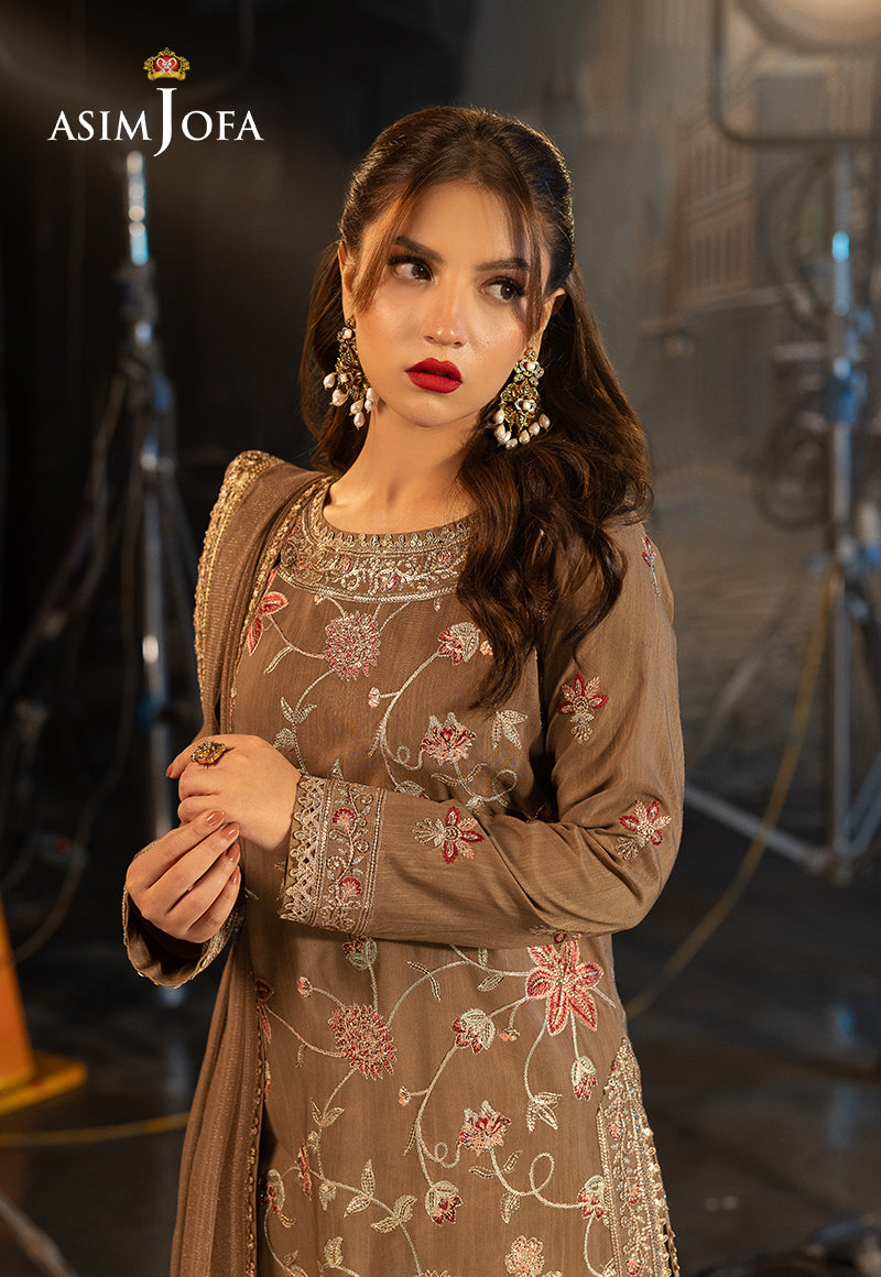 Asim Jofa | Festive Opulence | AJFO-12 L Light Brown Spun Raw Silk