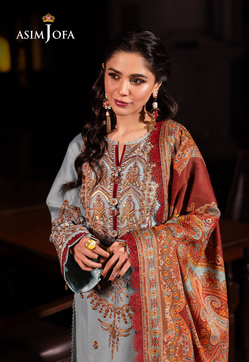 Asim Jofa | Prints Drop 2 | AJUBJ-11 L Pale Sky Blue Dobby