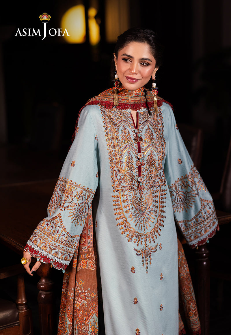 Asim Jofa | Prints Drop 2 | AJUBJ-11 M Pale Sky Blue Dobby