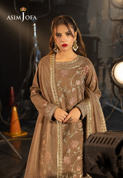 Asim Jofa | Festive Opulence | AJFO-12 XL Light Brown Spun Raw Silk