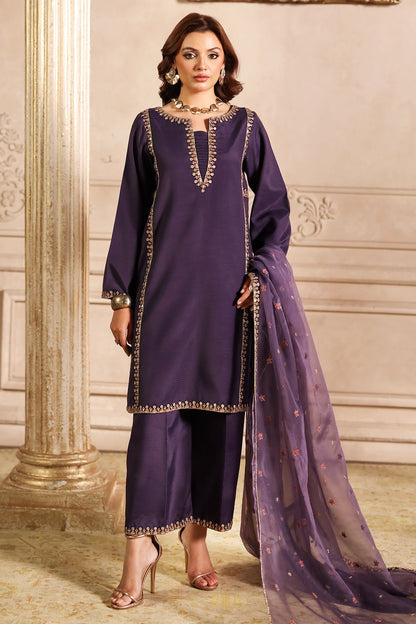 Charizma | Festive Pret | CMA-4-082 M Plum Raw Silk
