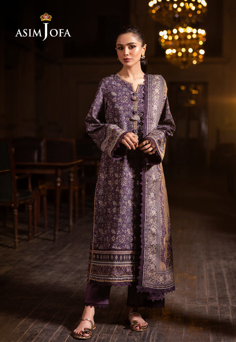 Asim Jofa | Prints Drop 2 | AJUBJ-48 XS Dark Purple Lawn