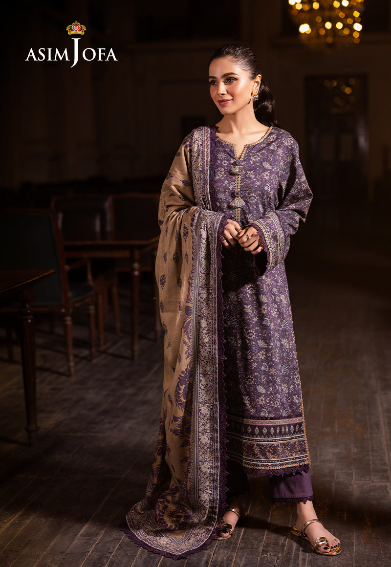 Asim Jofa | Prints Drop 2 | AJUBJ-48 XL Dark Purple Lawn