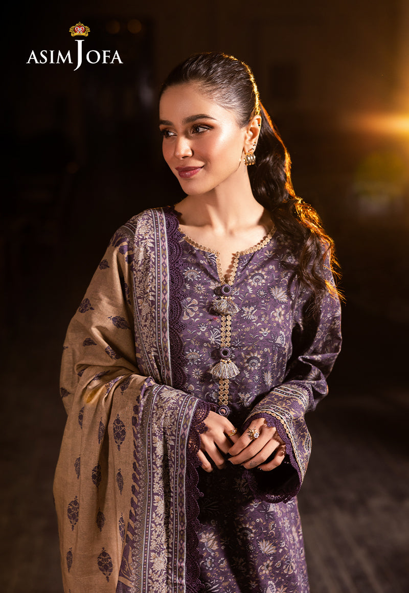 Asim Jofa | Prints Drop 2 | AJUBJ-48 L Dark Purple Lawn