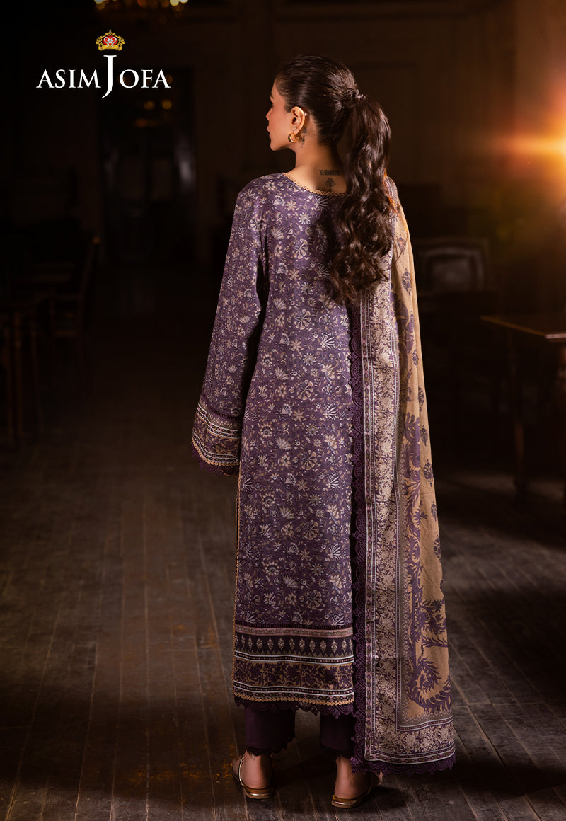 Asim Jofa | Prints Drop 2 | AJUBJ-48 S Dark Purple Lawn
