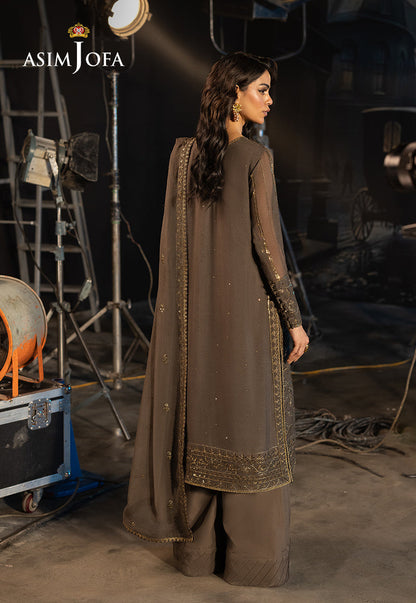 Asim Jofa | Festive Opulence | AJFO-09 S Dark Gray Chiffon