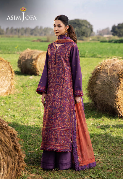 Asim Jofa | Luxury Lawn 25 | AJELL-13 Custom Size Deep Purple Lawn