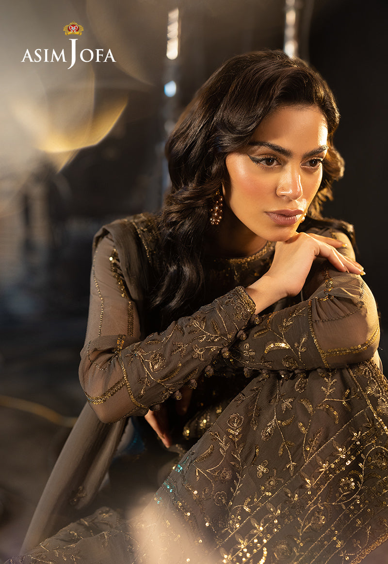 Asim Jofa | Festive Opulence | AJFO-09 L Dark Gray Chiffon