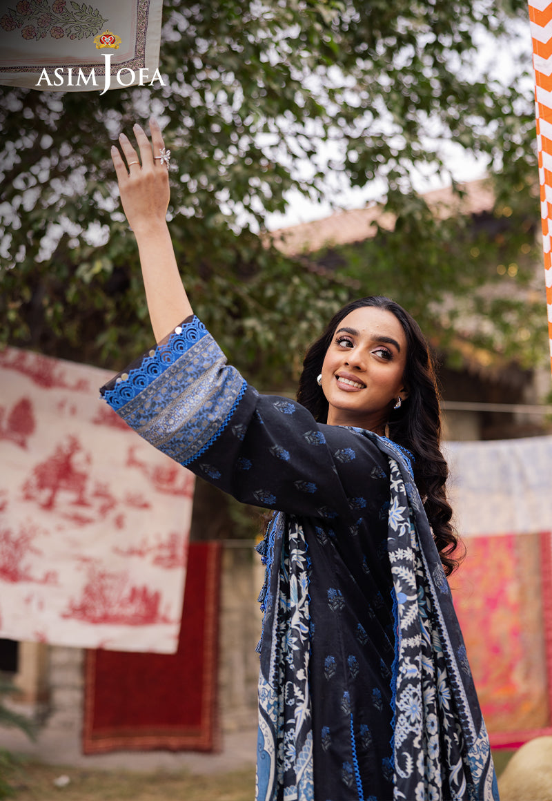 Asim Jofa | Prints Drop 2 | AJUBJ-55 Custom Size Black Lawn