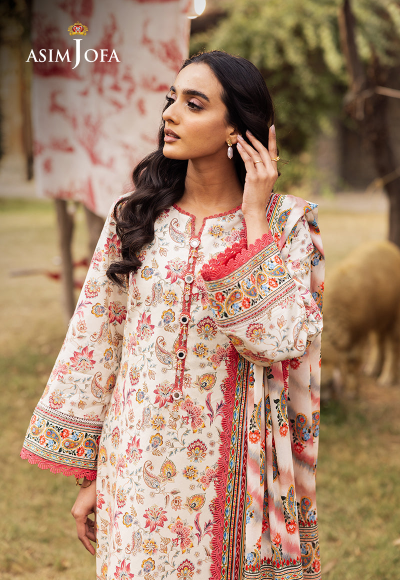 Asim Jofa | Prints Drop 2 | AJUBJ-50 Custom Size Ivory Lawn