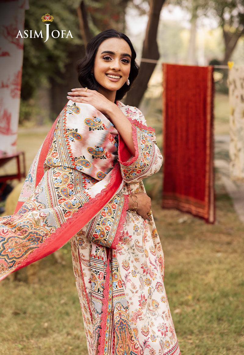 Asim Jofa | Prints Drop 2 | AJUBJ-50 L Ivory Lawn