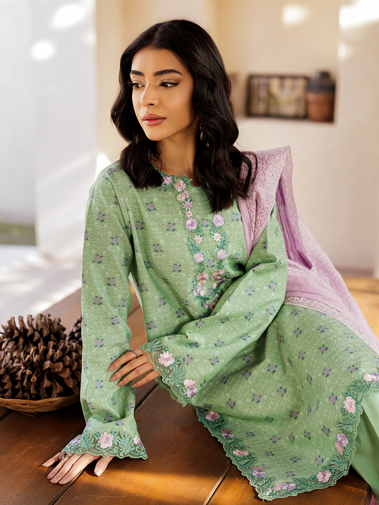 Rajbari | Amari Hybrid Jacquard Edition | Amari Jacquard - 01 XL Sage Green Jacquard Lawn
