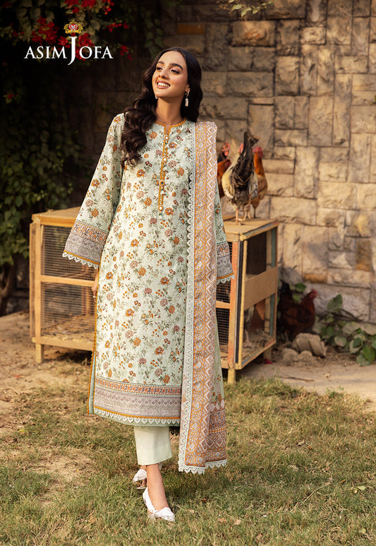 Asim Jofa | Prints Drop 2 |AJUBJ-52 XS Mint Gray Lawn